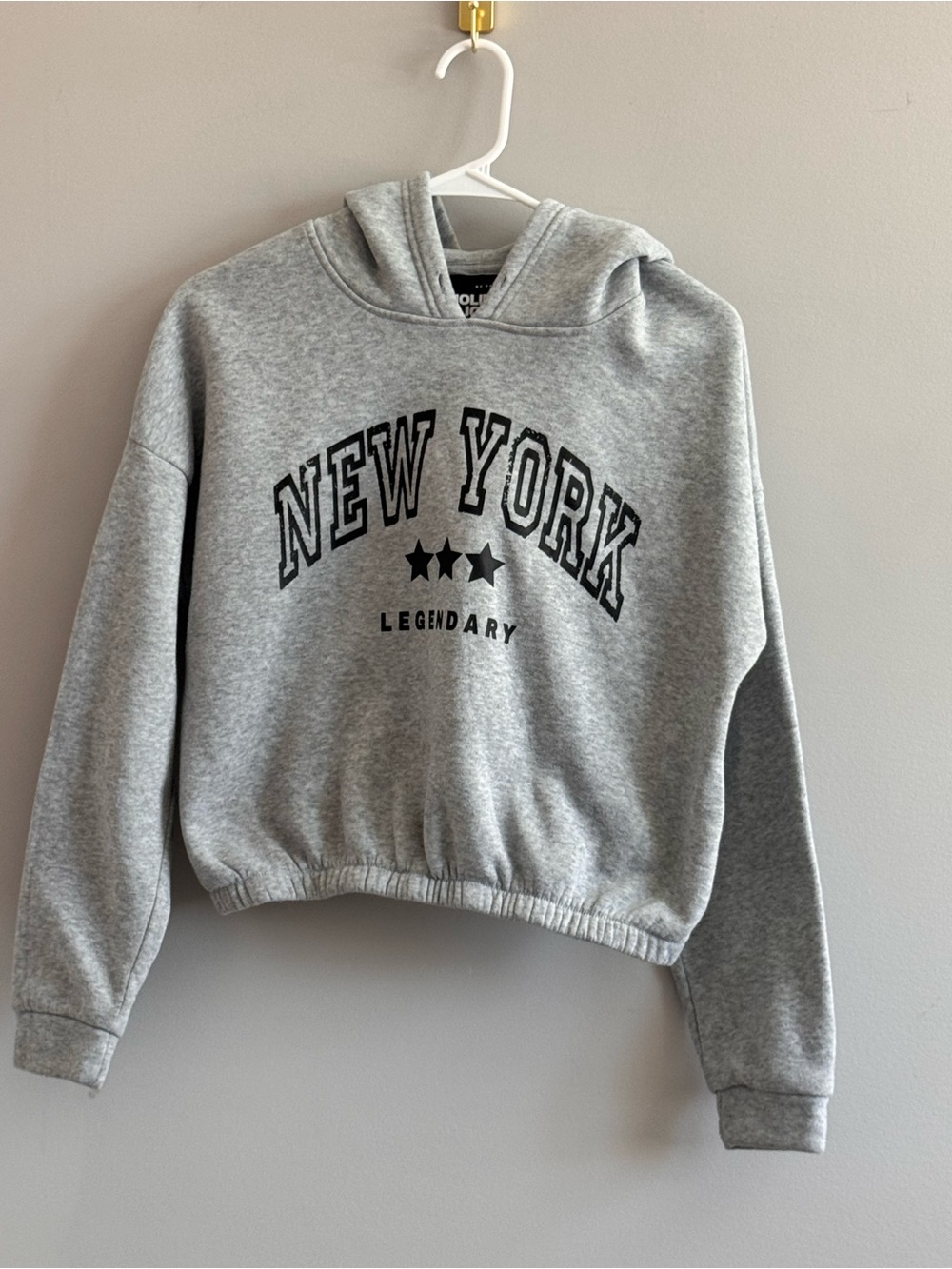 Jolie & Joy New York Legendary Cropped Hoodie Gray Women's Small